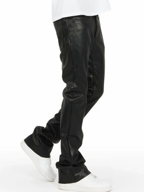 NWT Rockstar Original Ricky Black Super Stacked Faux Leather Pant Size 32